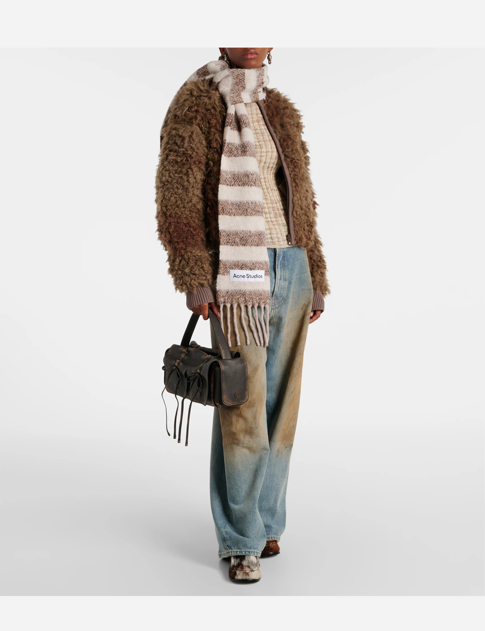 Шарф Acne Studios Striped Wool-Blend Brown