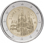 2 евро 2012 год. Испания. Юнеско - Кафедральный собор в городе Бургос. UNC