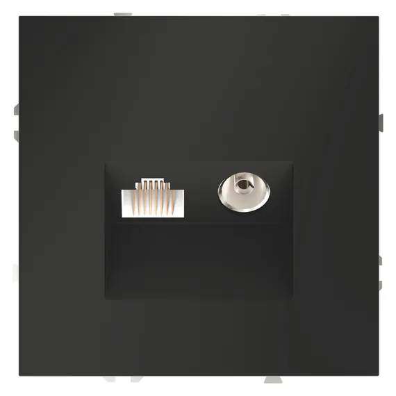 Розетка телевизионная TV+RJ45 Cat 6 Voltum S70 Черный матовый VLS060708