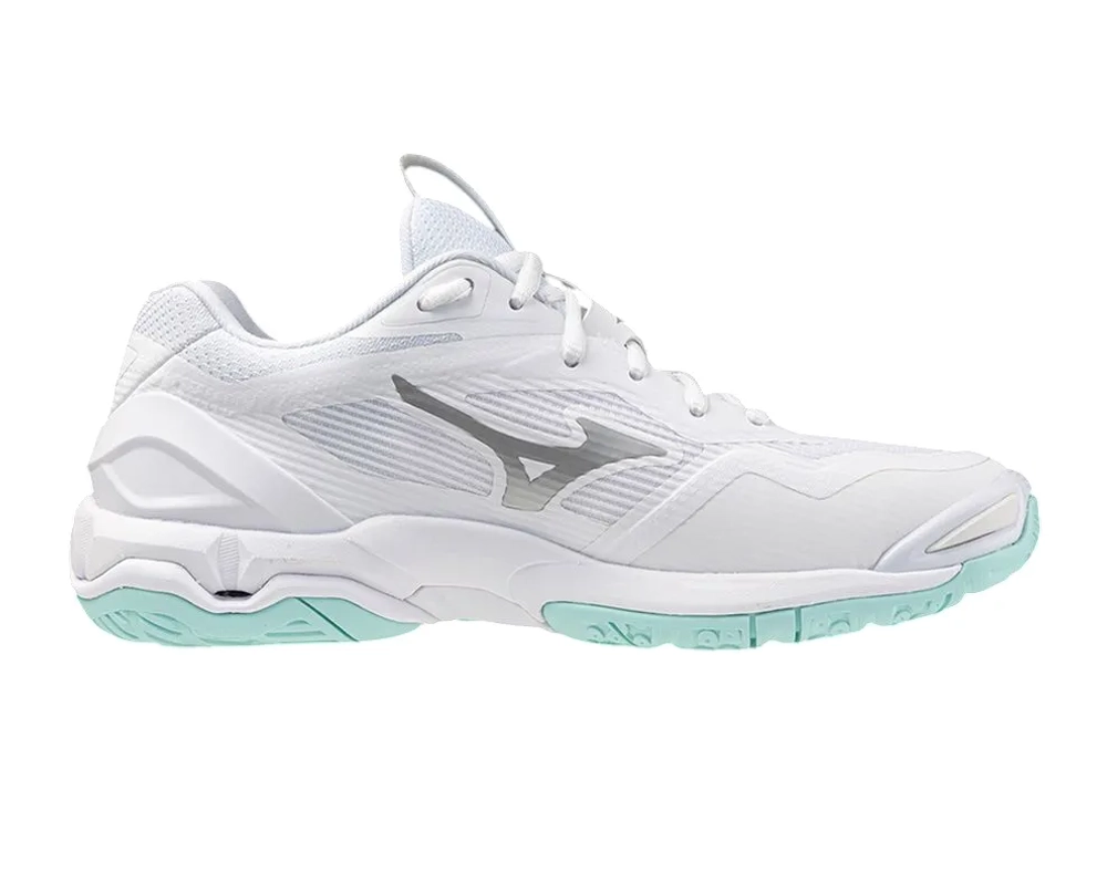 Женские кроссовки для бадминтона/сквоша Mizuno Wave Stealth 6 - white/blue tint