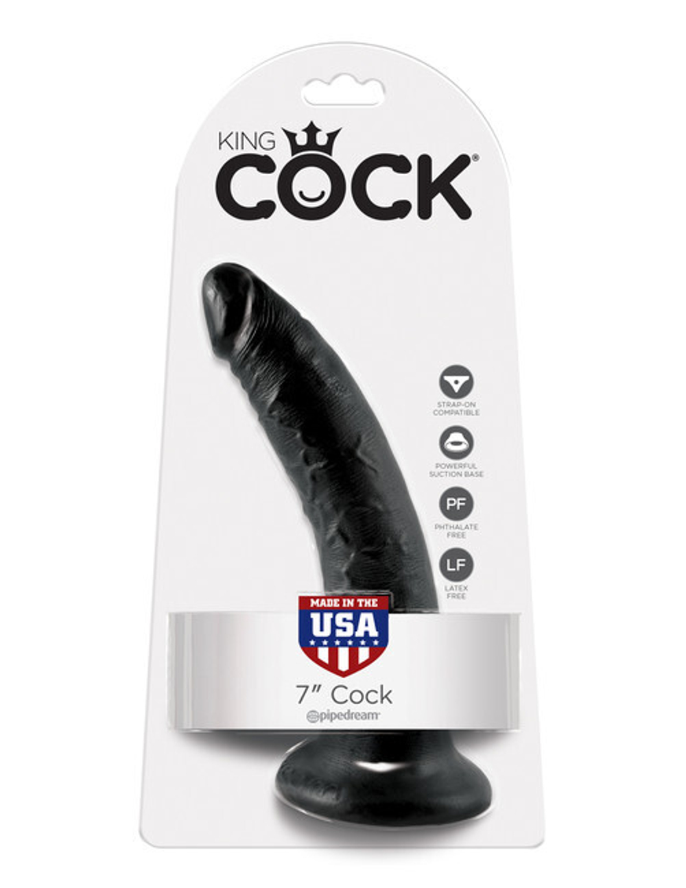 Фаллоимтатор на присоске черный King Cock 7 (Цвет: чёрный)