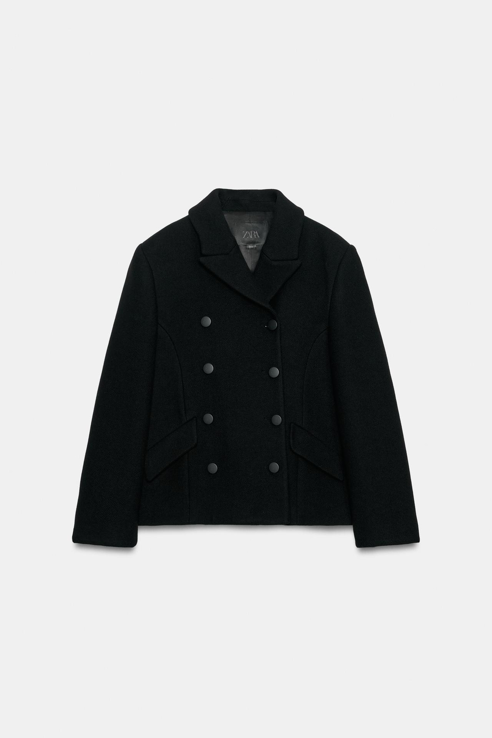 ZARA КОРОТКОЕ ШЕРСТЯНОЕ ПАЛЬТО — ZW COLLECTION, ЧЕРНЫЙ