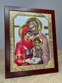 Св. Семейство, прямоугольная с рамкой, красное дерево, эмаль 185х235