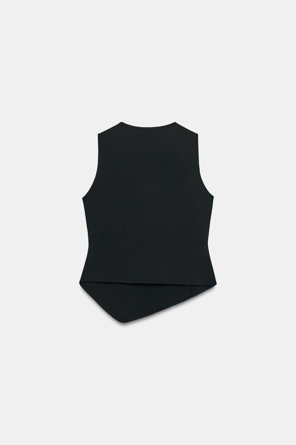ZARA ТРИКОТАЖНЫЙ ТОП С АСИММЕТРИЧНОЙ ЗАСТЕЖКОЙ, ЧЕРНЫЙ