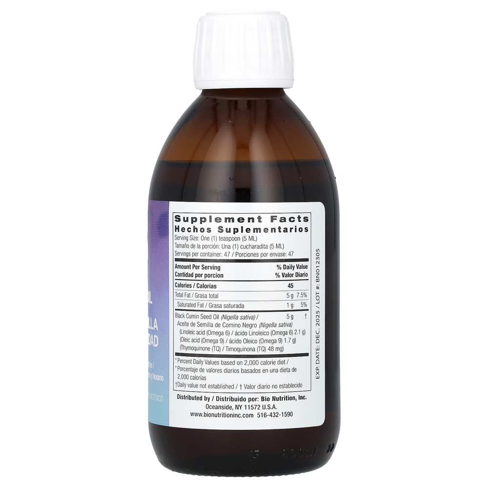 Bio Nutrition, Масло черного тмина премиального качества, 5 г, 237 мл (8 жидк. Унций)