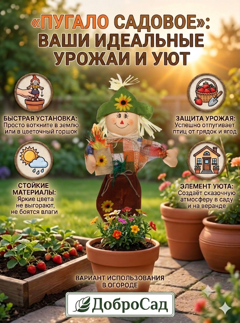 Фигура садовая «Пугало - Фантик» 55 см