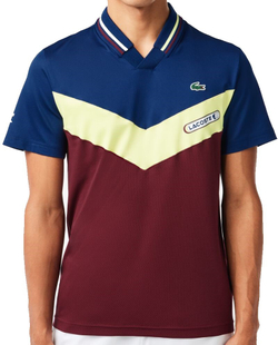 Мужское теннисное поло Lacoste Tennis x Daniil Medvedev Seamless Effect Polo Shirt - bordeaux/lime/navy blue