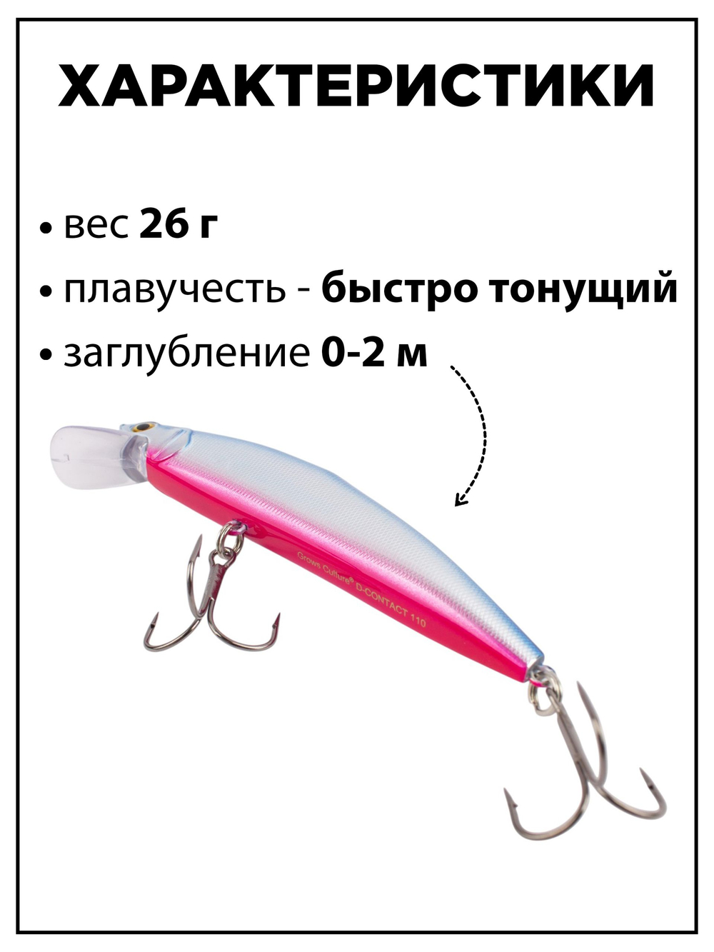 Воблер минноу D Contact 110 26 г цвет #22