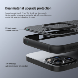 Чехол усиленный от Nillkin для телефона iPhone 13 Pro, серия Super Frosted Shield Pro, двухкомпонентный, черный цвет