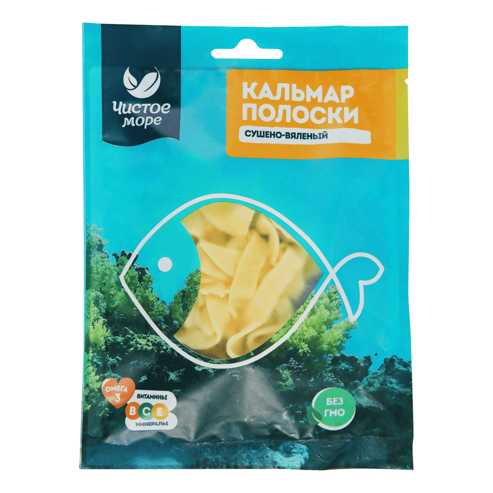 Кальмар Гигантский полоски суш-вялен "Чистое Море" 40г (25шт)