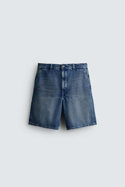 ZARA ДЖИНСЫ STRAIGHT FIT С ВОЩЕНЫМ ЭФФЕКТОМ, ВЫЦВЕТШИЙ СИНИЙ