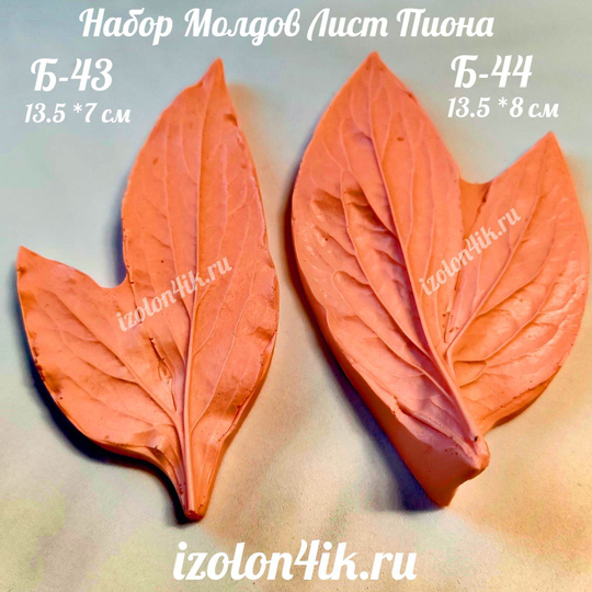 Набор молдов Б43+Б44 Листья Пиона (13,5*8 // 13,5*7)