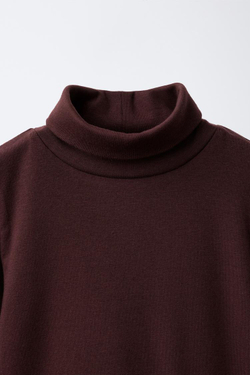 ZARA ФУТБОЛКА С МОДАЛОМ, ТЕМНО-БАКЛАЖАНОВЫЙ