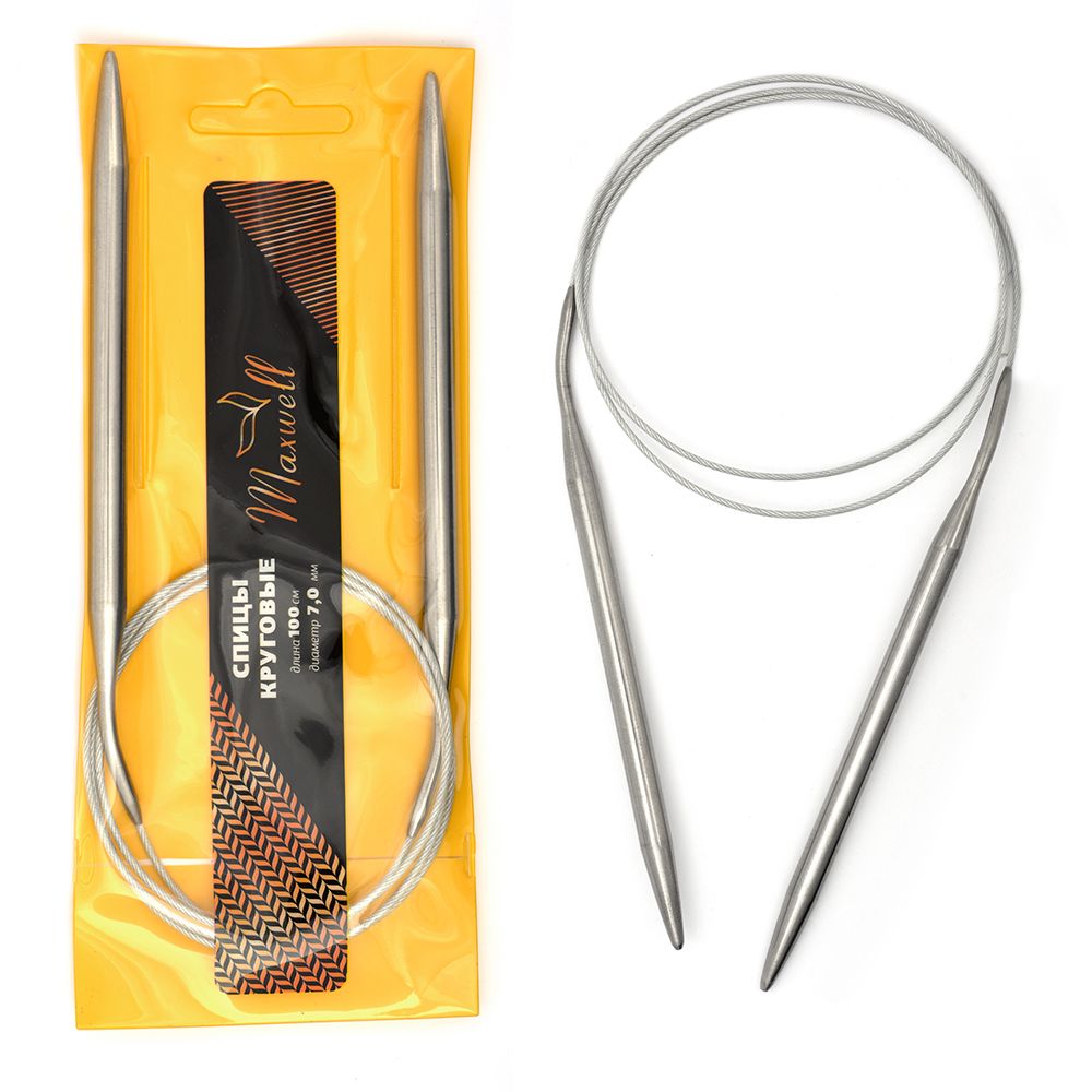 Спицы круговые Maxwell Gold, металлические на тросике, 100-70 ⌀7,0 мм, 100 см Спицы круговые Maxwell Gold, металлические на тросике, 100-70 ⌀7,0 мм, 100 см