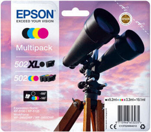 Epson 502 XL струйный картридж 4 шт Подлинный Высокая (XL) Черный, Синий, Пурпурный, Желтый C13T02W94010
