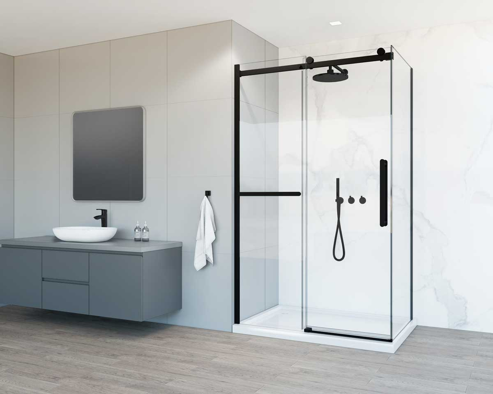 Душевой уголок Vincea Комо Софт (Como Soft) VSR-1CS1013CLB, 1300*1000, черный, стекло прозрачное