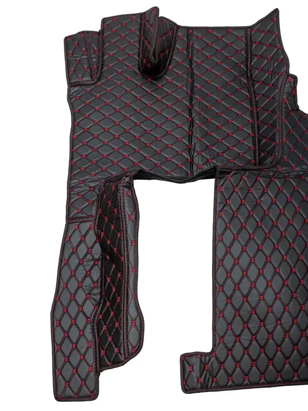 Ковры 3D FAW J7 (экокожа, черный, красная строчка)