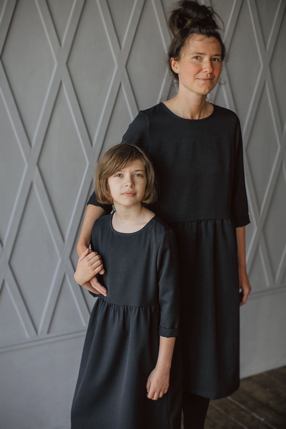 Платье family look взрослое - черно-синее