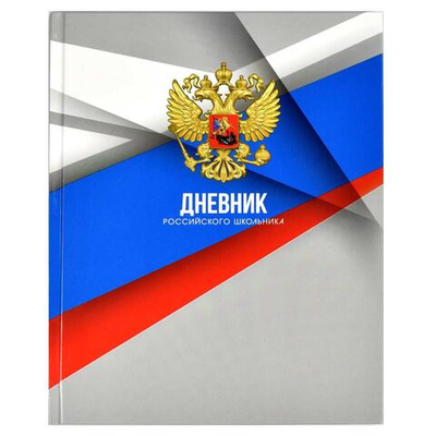 Дневник российского школьника А5+ 48л. тв.переплет "Серая символика" глянц.ламин. универс.шпаргалка