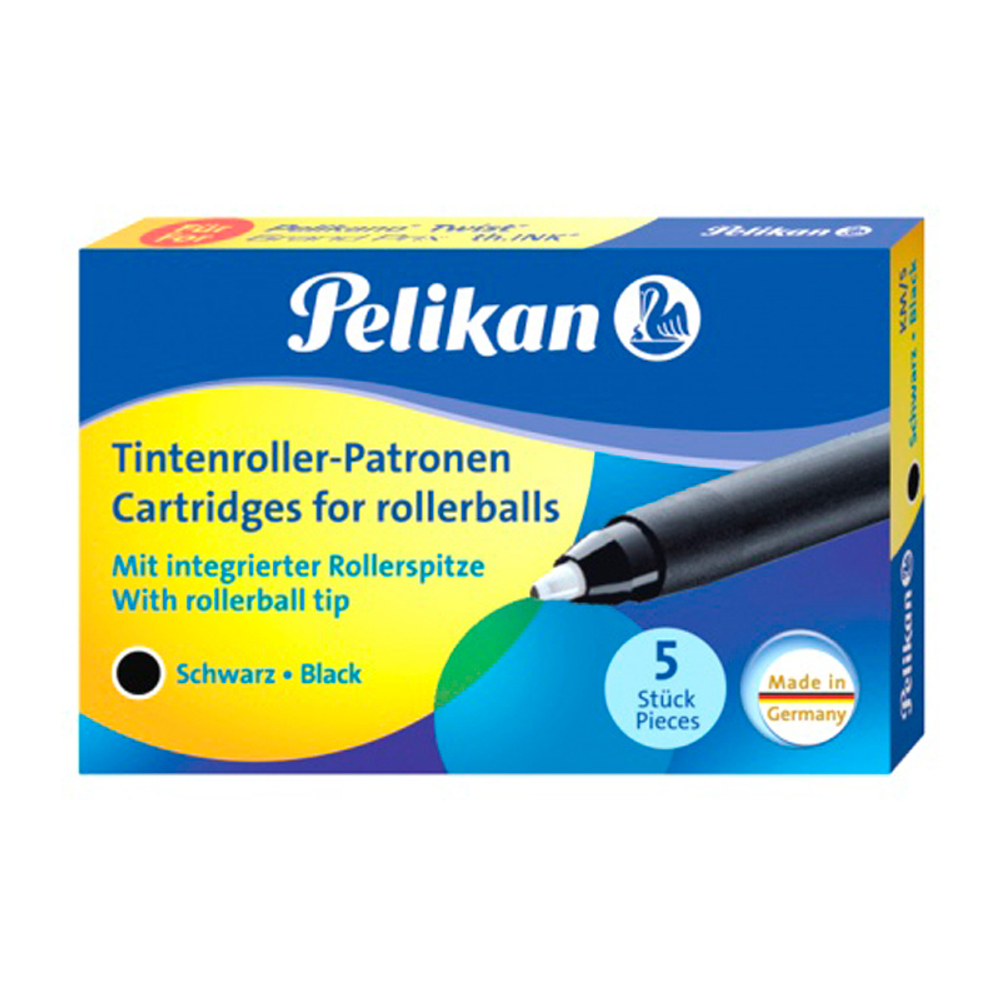 Картриджи для роллера - Pelikan, черный 5 шт.