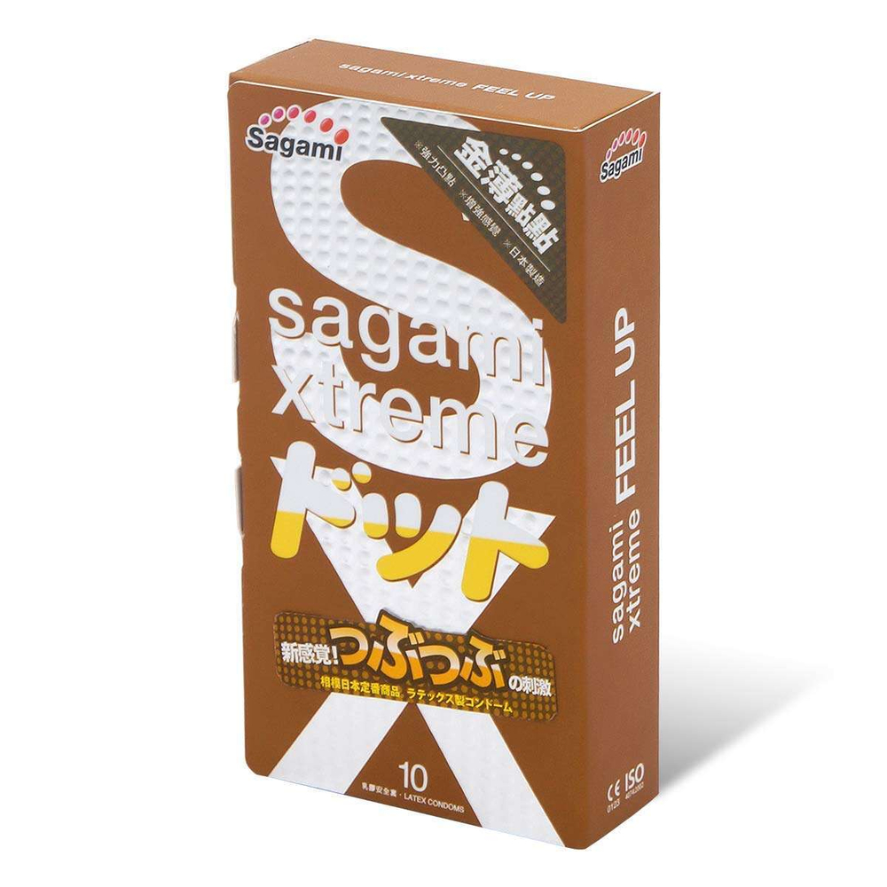 Презервативы Sagami Xtreme Feel Up с точечной текстурой и линиями прилегания - 10 шт. (Цвет: прозрачный)