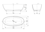 Ванна Vincea Solid Surface VBT-4S01MW, 1700*760*560, белый мат., слив-перелив в комплекте