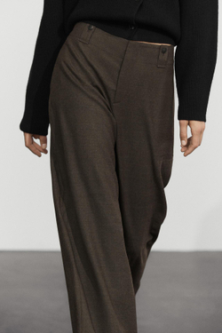 Massimo Dutti Тканевые брюки карго из фланели, кротово-коричневый