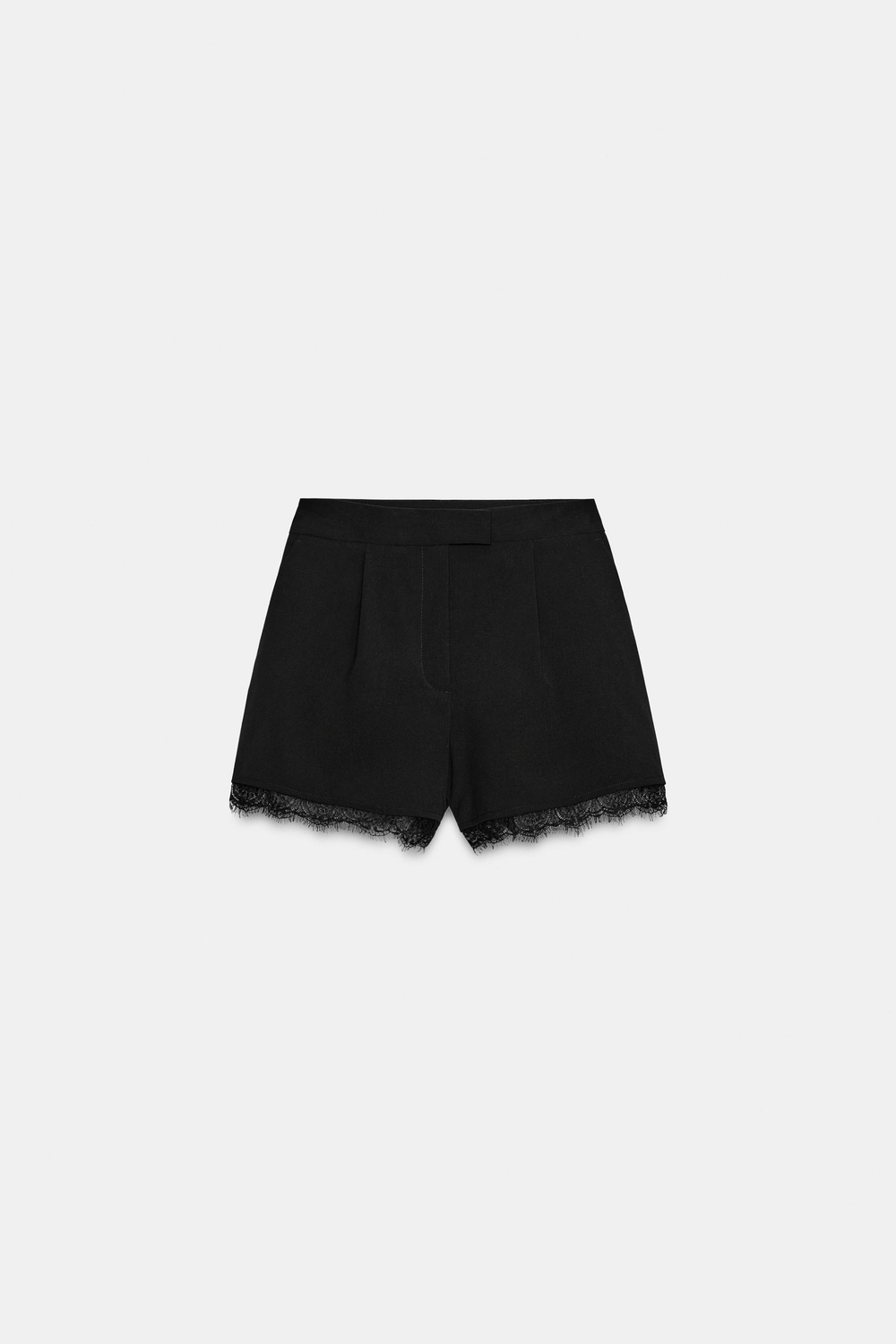 ZARA ШОРТЫ-БЕРМУДЫ С КРУЖЕВОМ, ЧЕРНЫЙ