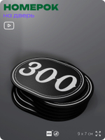 Номерок на дверь квартиры 300, для кабинета, офиса, шильдик 9 х 7 см, черный, Айдентика Технолоджи