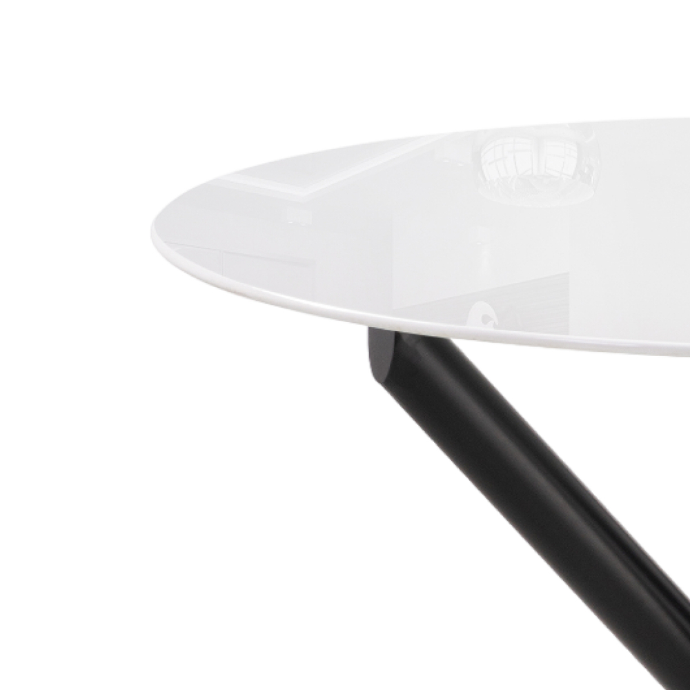Стол стеклянный Woodville Rock 100х75 white, black, ножки черные