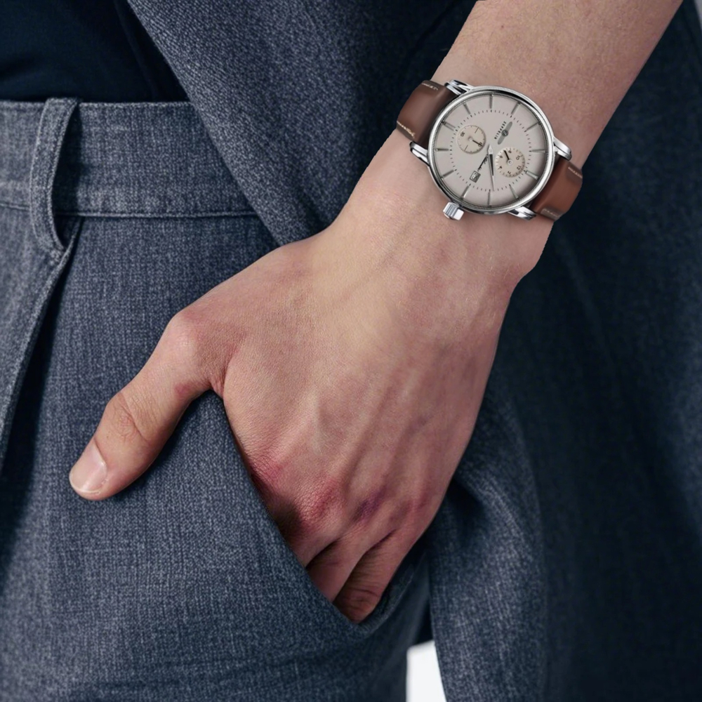 ZEPPELIN Automatic Mechanical Movement 50 meter Water Resistance Men"s Watches Watch 43mm White Dial