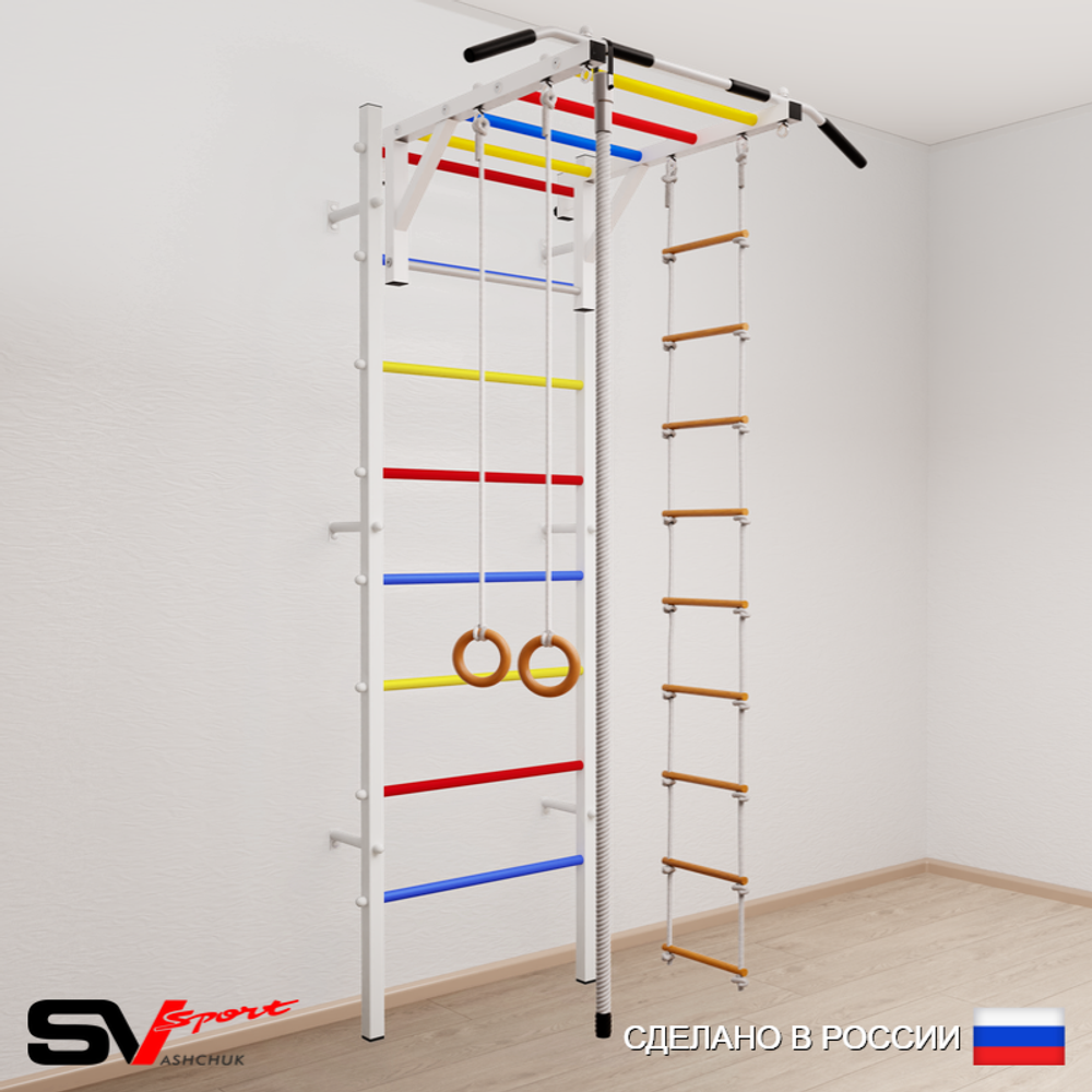 Шведская стенка Sv Sport 521 (Турник рукоход/Канат/Кольца/Лестница)
