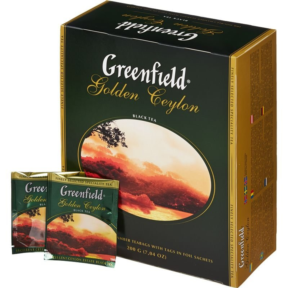 Чай черный Greenfield Golden Ceylon Голден Цейлон в пакетиках 2 г 100 шт, Гринфилд