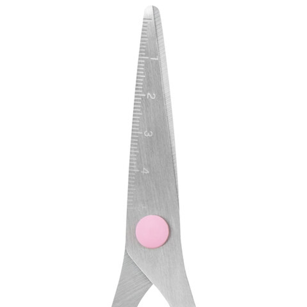 Ножницы BRAUBERG KIDS 130 мм, ручки розовые, закругленные лезвия с линейкой, 274063