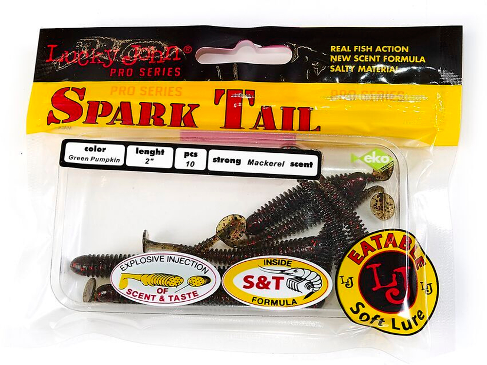Виброхвосты съедобные LJ Pro Series Spark Tail 2,0in (5 см), цв. PA03, 10 шт.