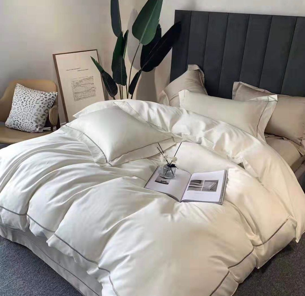 ZEPHYR HOME КПБ Двуспалка ЕВРО Египетский хлопок 100s белый с золотом