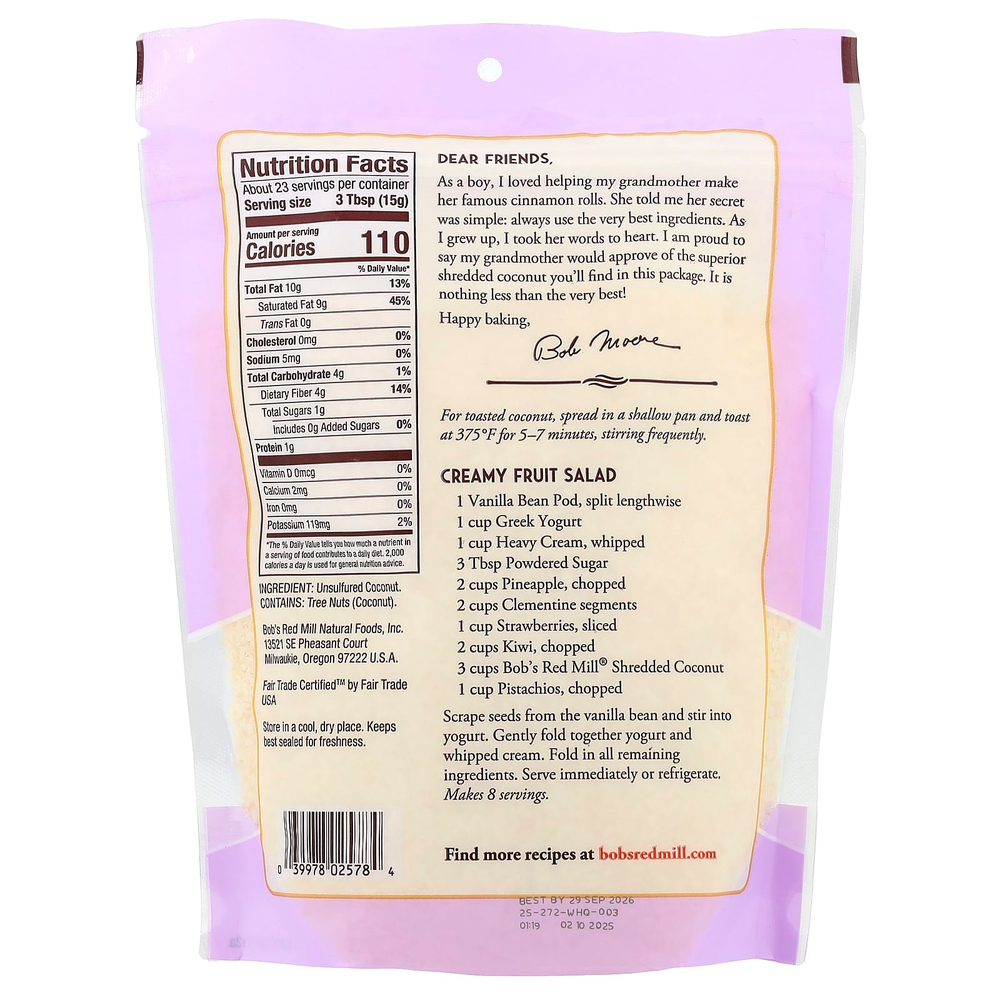 Bob's Red Mill, кокосовая стружка, без сахара, 340 г (12 унций)