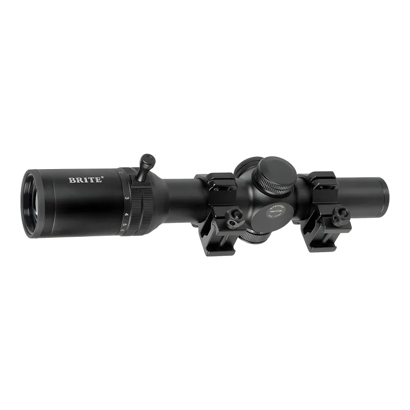 Прицел оптический BRITE LPVO 1-6X24 IR - вид снизу, установленные кольца крепления
