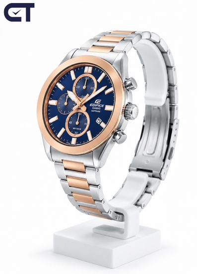 CASIO EFB-710SG-2AVUDF EDIFICE мужские наручные часы — двухцветный хронограф с синим циферблатом и сапфировым стеклом