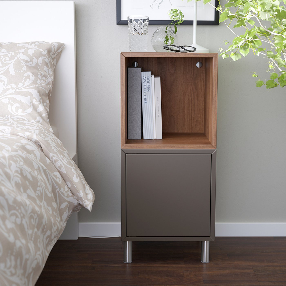IKEA EKET  (ИКЕА ЕКЕТ)  -  Комбинация шкафов на ножках - тёмно-серый/орех 35x35x80 см