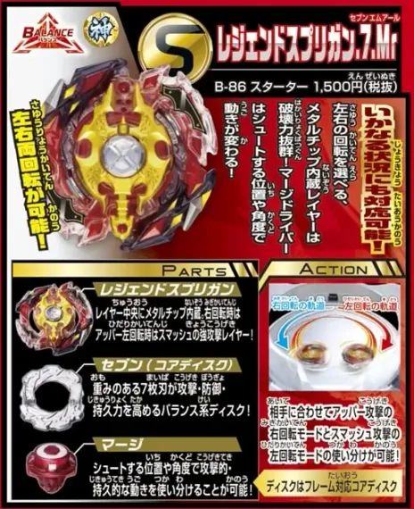 Волчок и лаунчер Legend Spriggan 7 Merge B86 от Takara Tomy