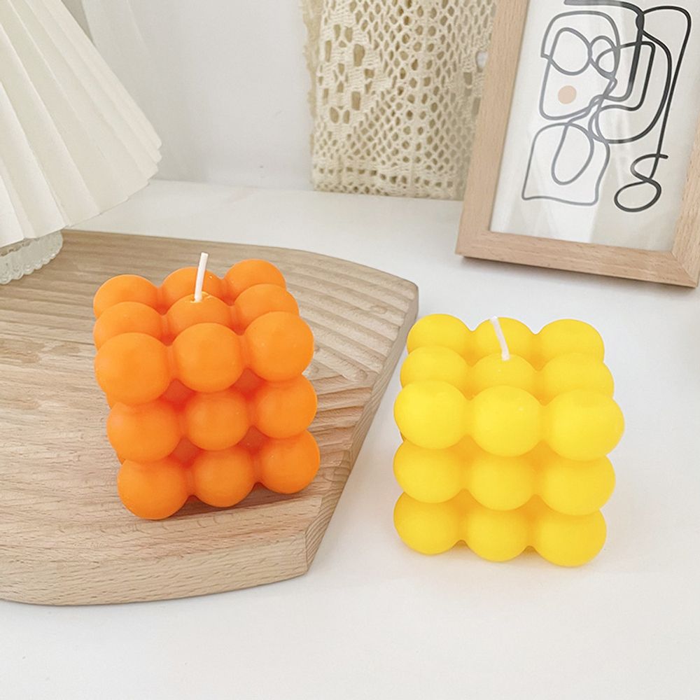 Декоративная свеча "Bubble Cube", желтая