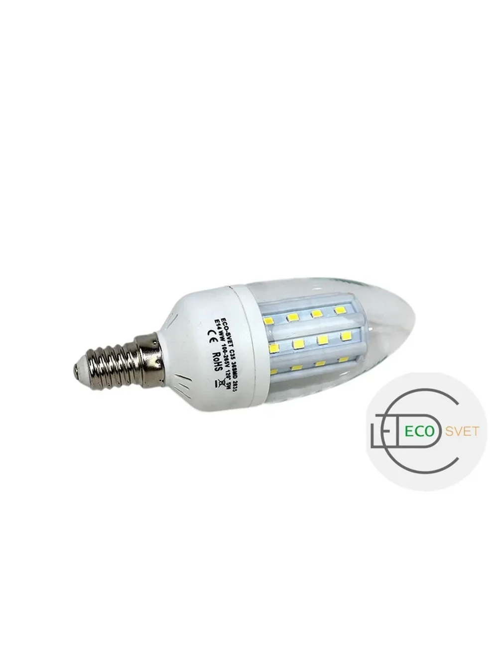 Светодиодная LED лампа C35 5W E14 тёпл 10шт