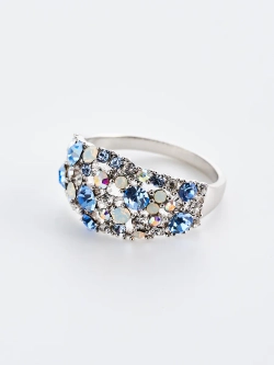 Кольцо Россыпь из голубых камней Swarovski