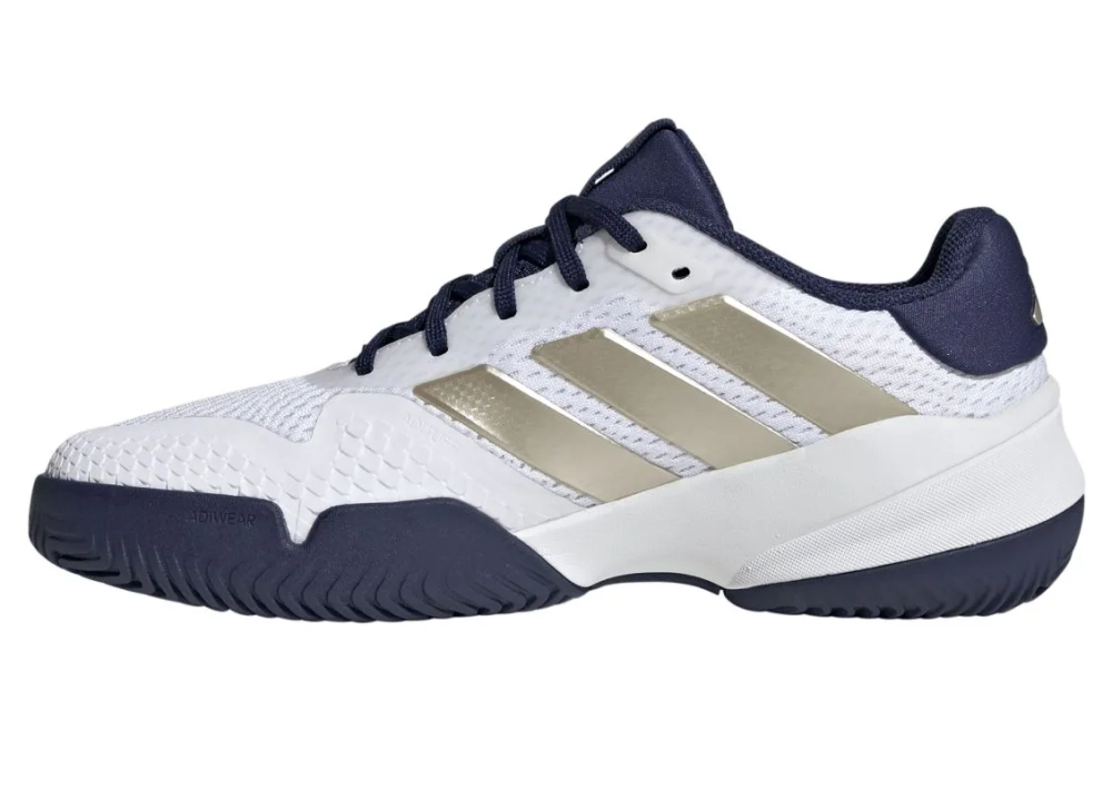 Детские теннисные кроссовки Adidas Barricade K - cloud white/cyber metallic/dark blue
