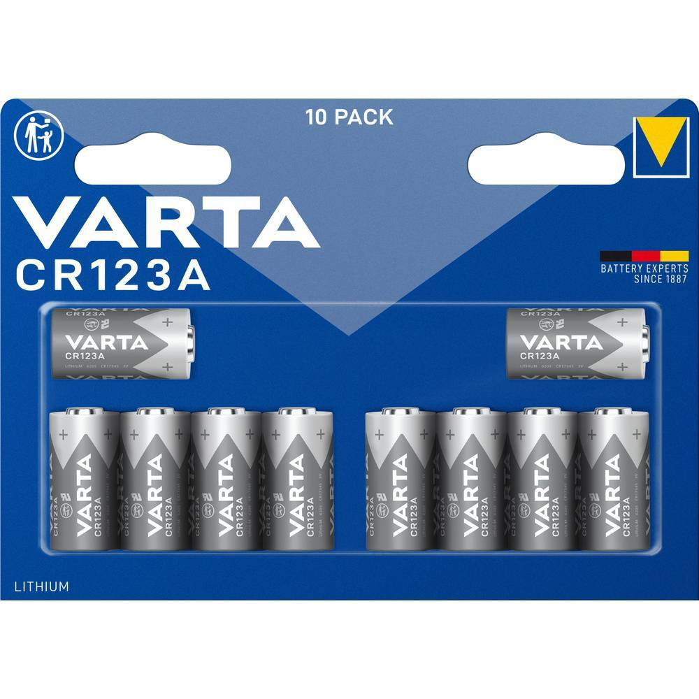 Батарейка Varta Lithium Cylindrical CR123A/CR17345 , 1430 mAh , ( 10 ) шт. в блистере, 06205301461