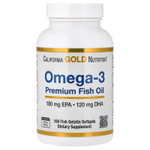 California Gold Nutrition, премиальный рыбий жир с омега-3, 100 капсул из рыбьего желатина (1100 мг в 1 капсуле)