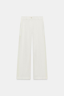 ZARA БРЮКИ С БОКОВЫМИ ВСТАВКАМИ, ЭКРЮ