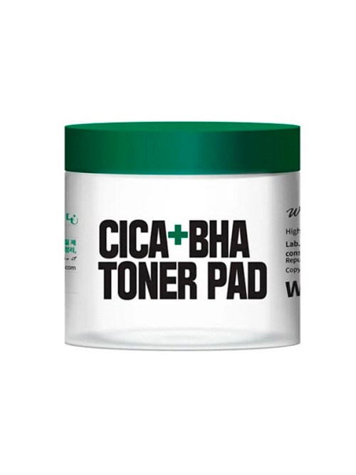 Тонер-пэды с экстрактом центлеллы азиатской W.Skin Cica Bha Toner Pad