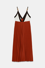 ПЛИССИРОВАННОЕ ПЛАТЬЕ МИДИ С БУСИНАМИ — ZARA